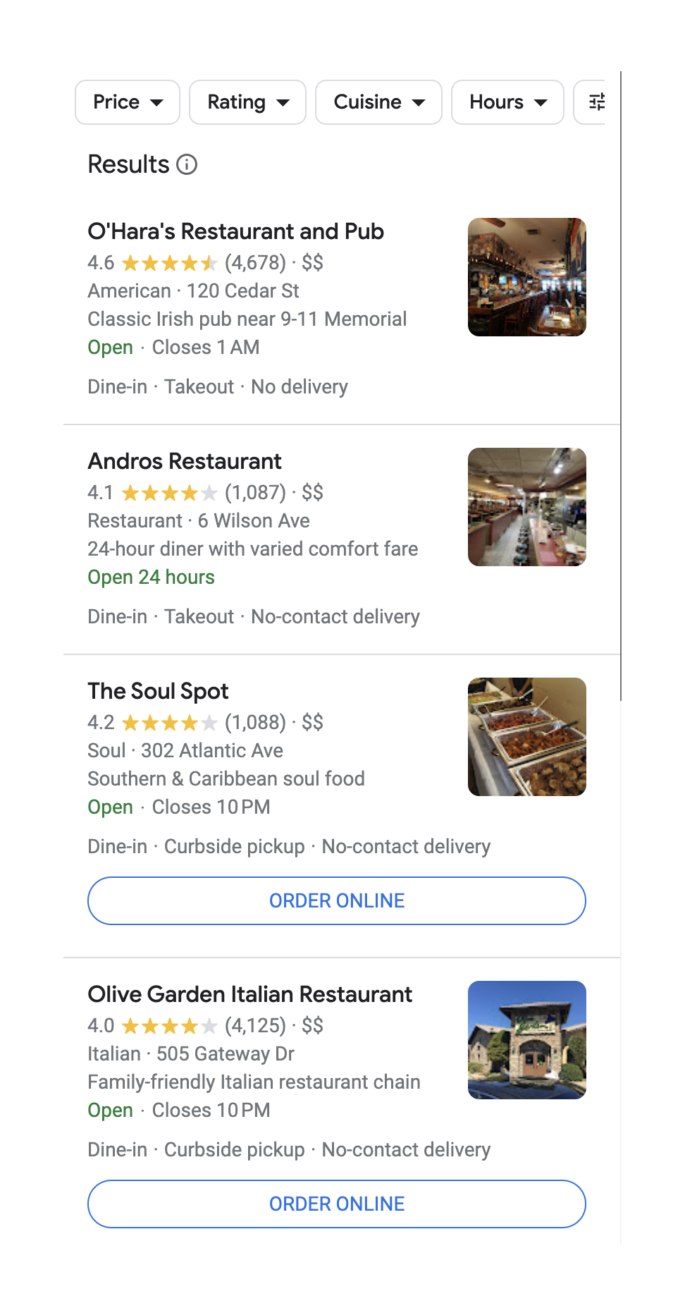 Local Results - Restaurants