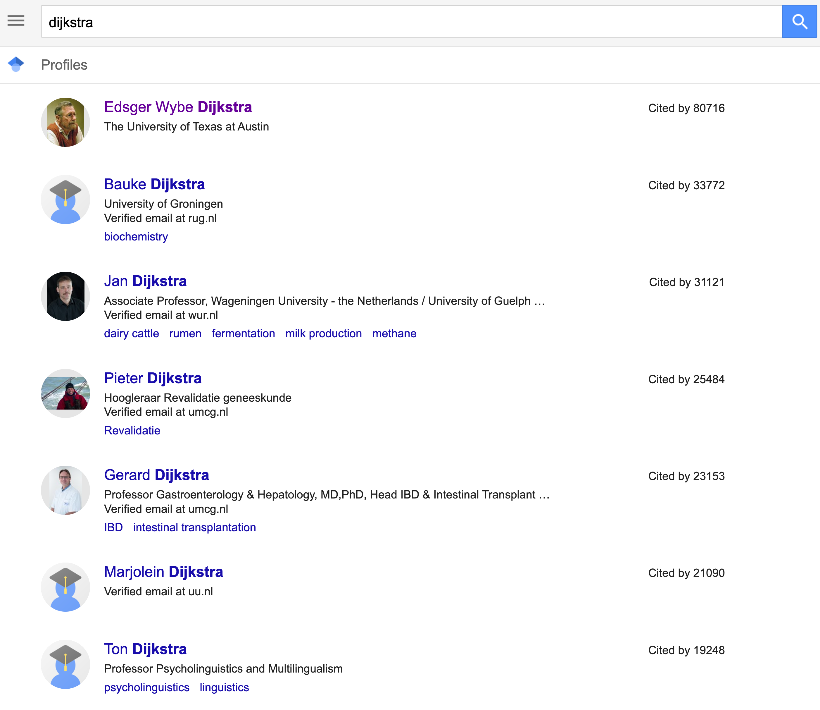 Google Scholar Profiles API