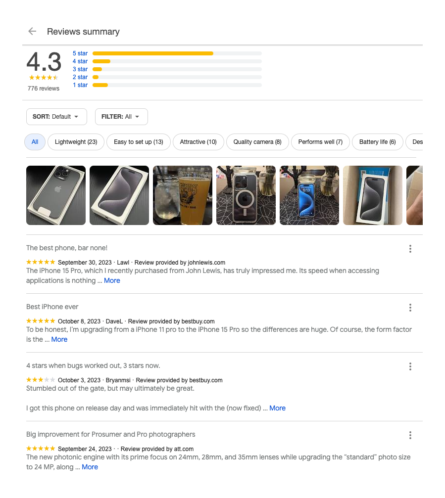 Google Product Reviews API